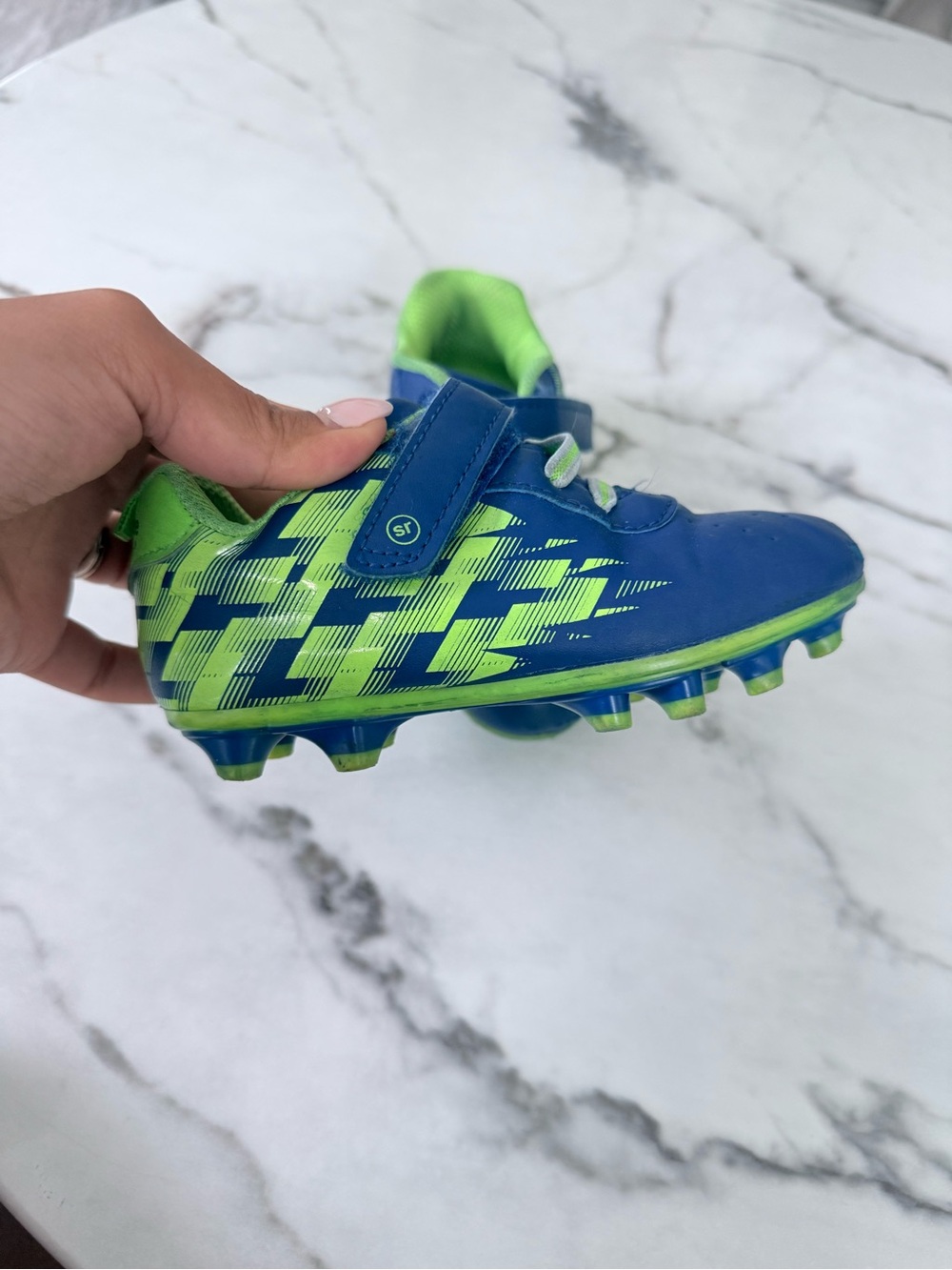 Stride Rite Kids Soccer Cleats - Blue and Lime - Picture 6 of 11